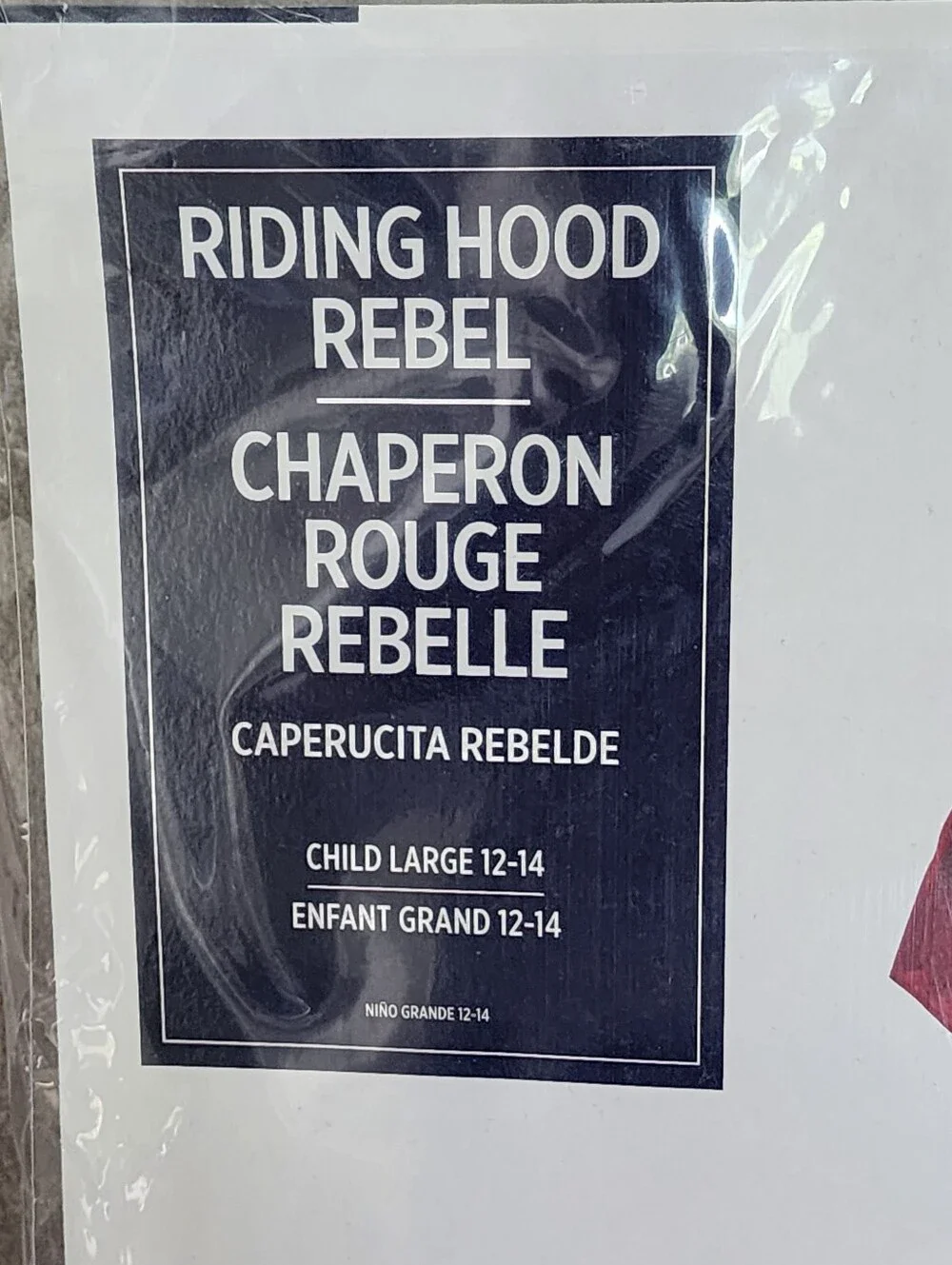 New In Package Riding Hood Rebel Kids Halloween Costume Size Large 12-14